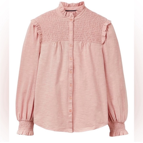 Boden Blush Pink Smocked Yoke Jersey Knit Top Size 6 - Picture 4 of 13